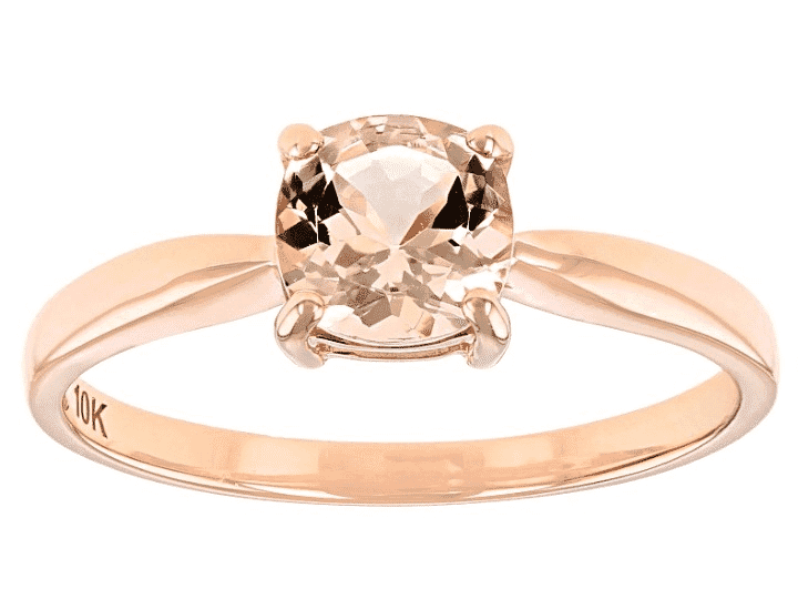 10K Rose Gold  and  0.66 Ct Natural Morganite Solitaire Ring