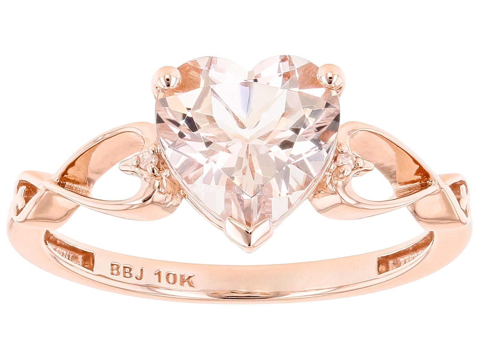 10K Rose Gold 1.40ctw Peach Morganite with 0.01ctw White Diamond  Ring 