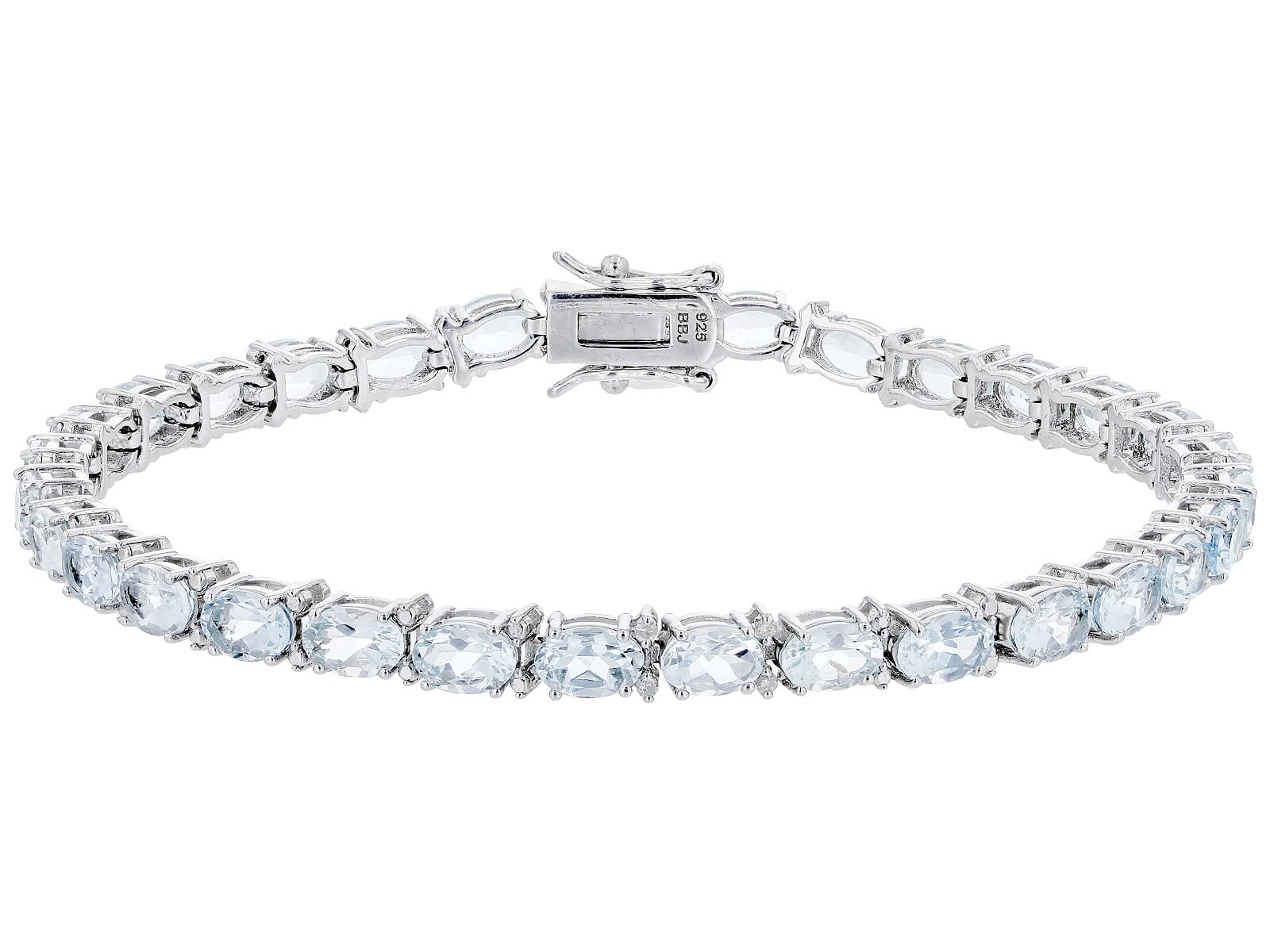 10.54ctw with Aquamarine with 0.03ctw White Diamond Over Sterling Silver Tennis Bracelet 