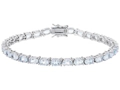 10.54ctw with Aquamarine with 0.03ctw White Diamond Over Sterling Silver Tennis Bracelet 