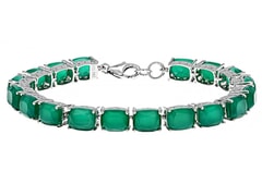 Green Onyx Rhodium Over Sterling Silver Tennis Bracelet 