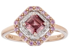 10K Rose Gold 0.60ct Color Shift Masasi Garnet With 0.14ctw Pink Sapphire And 0.07ctw White Diamond  Ring