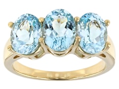 2.83ctw Blue Apatite 18k Yellow Gold Over Silver Ring 