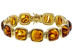 Natural Amber 925 Sterling Silver Plated with 18K Gold
