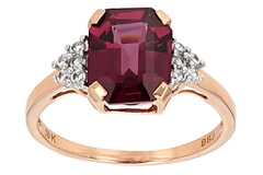 10K Rose Gold 1.28ct Grape Color Garnet with  .35ctw  White Zircon Ring