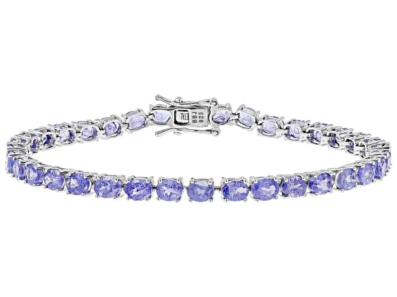 10.29 ctw Natural Tanzanite Sterling Silver Tennis Bracelet