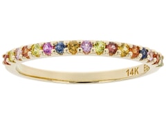 14KT Gold and  0.26Ctw Natural Multi Sapphire Band  Ring