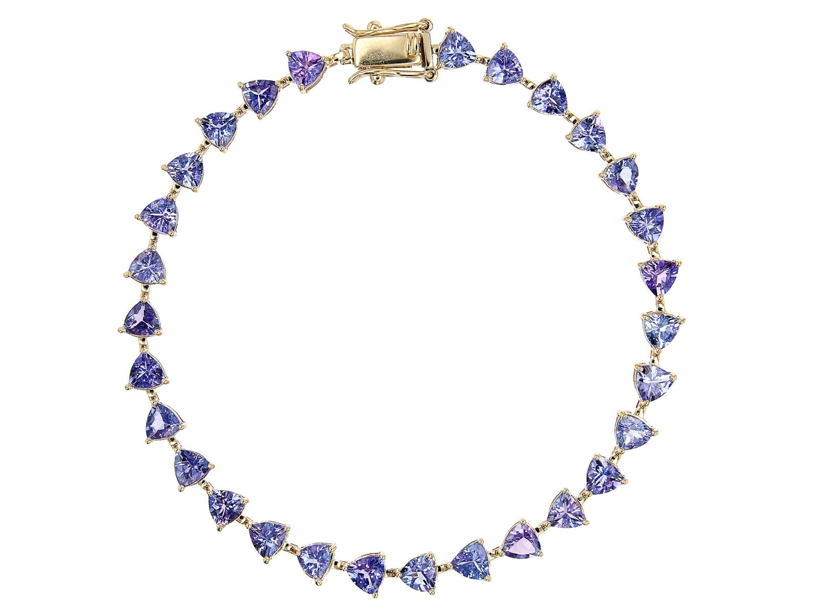 10k Yellow Gold 6.16ctw Blue Tanzanite Tennis Bracelet