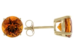 10K Yellow Gold 3.00ctw with Orange Citrine  Solitaire Stud Earrings 