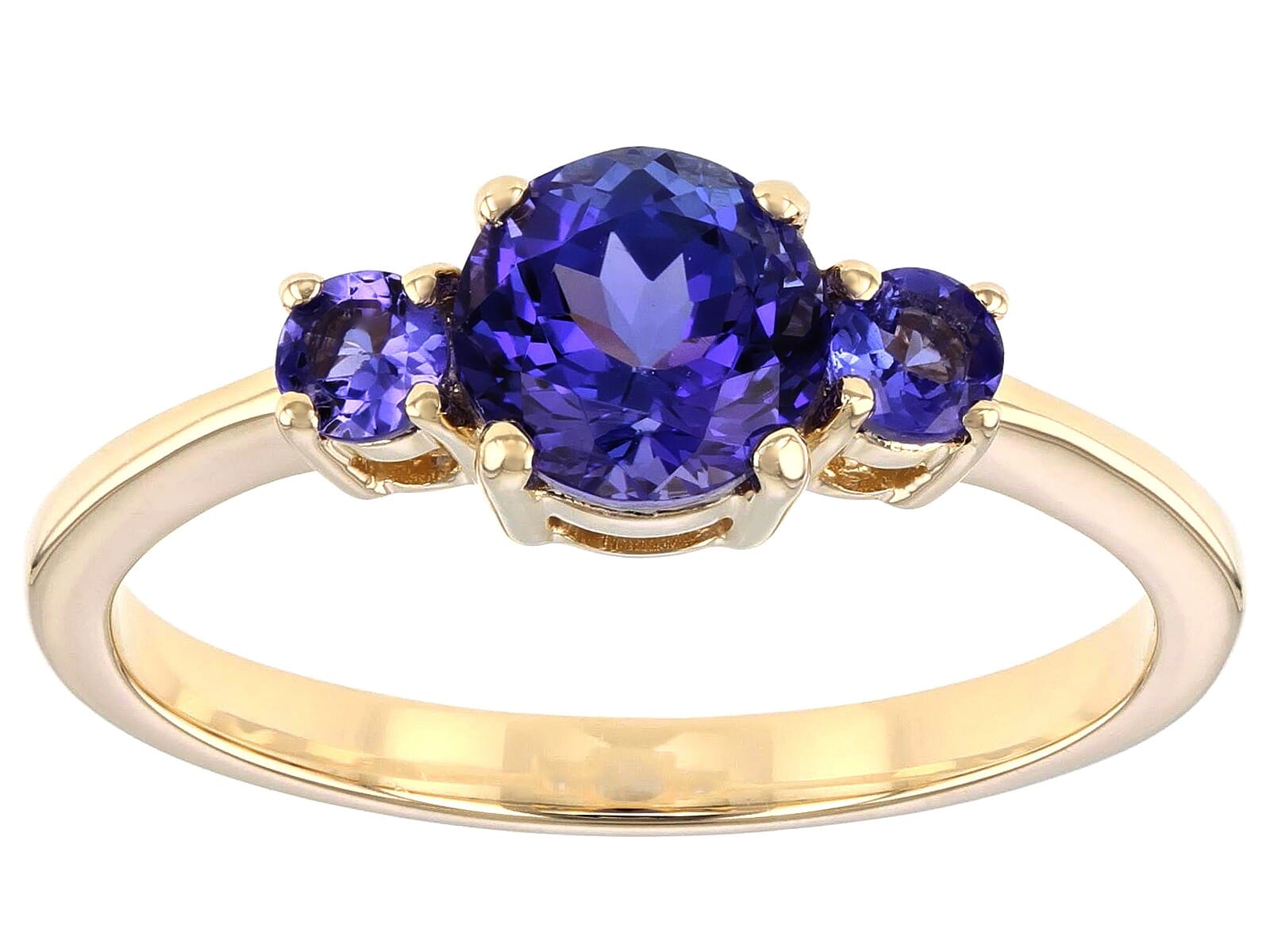 10K Yellow Gold 1.07ctw Tanzanite 3-Stone  Ring