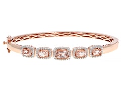 2.33 Ctw Natural Peach Morganite Sterling Silver Plated with 18K Rose Gold Bangle