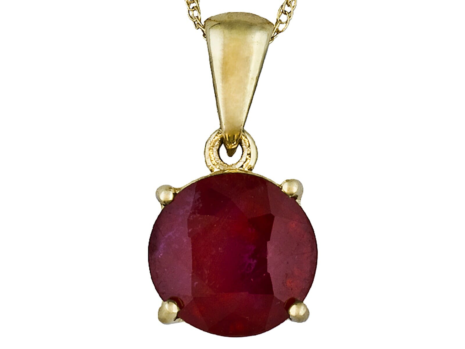 14K Yellow Gold 2.25ct Mahaleo  Ruby solitaire pendant with chain