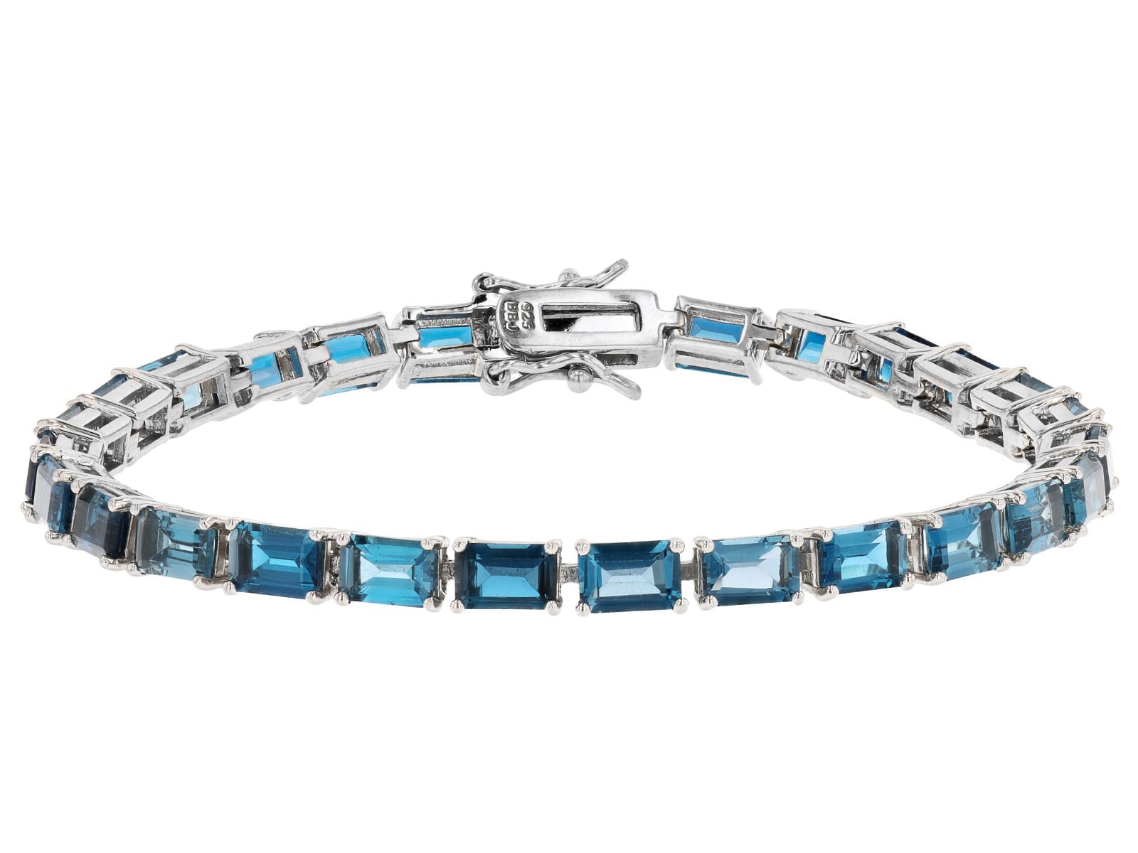 14.22ctw with London Blue Topaz  Over Sterling Silver Tennis Bracelet 