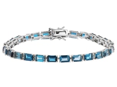 14.22ctw with London Blue Topaz  Over Sterling Silver Tennis Bracelet 