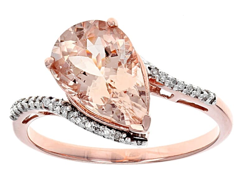 10KT Rose Gold and 2.80 Ctw Natural Peach Morganite with 0.05 Round Diamond Accent Engagement Ring