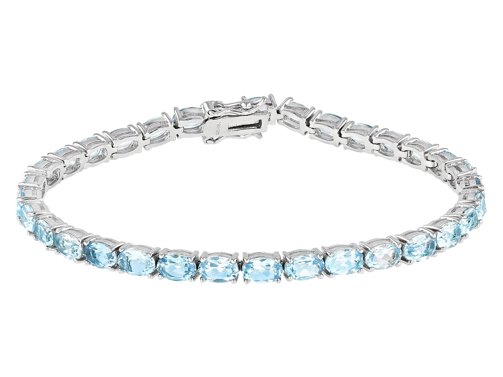 13.30 ctw Natural Sky Blue Topaz  Sterling Silver Tennis Bracelet