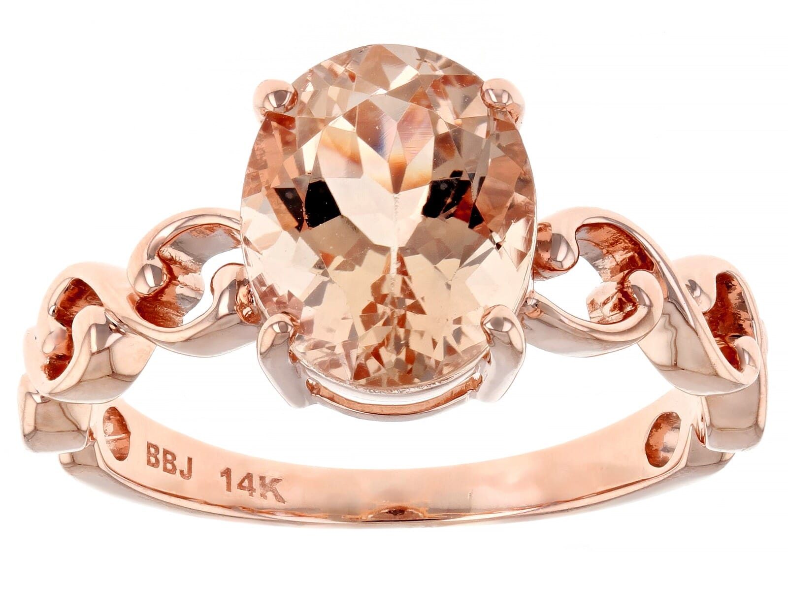 14K Rose Gold  2.10ctw  Peach Morganite  Ring