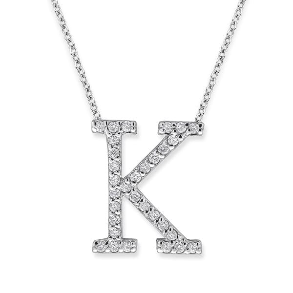 18K Gold and 0.31 Carat F Color VS Clarity Initial "K" Pendant with 16 Inches Chain