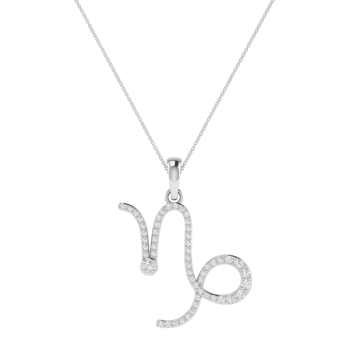 January - 18KT Gold Zodiac Pendant with 0.19 Carat Diamond for Capricorn Star Sign - December 22 - January 20 born