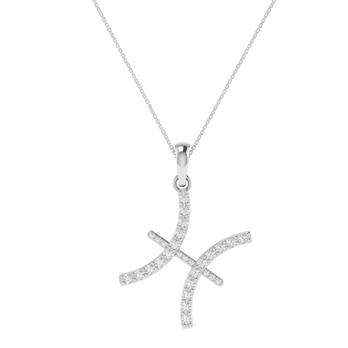 March - 18KT Gold Zodiac Pendant with 0.22 Carat Diamond for Pisces Star Sign - February 20 - March 20 Born