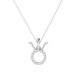 May - 18KT Gold Zodiac Pendant with 0.17 Carat Diamond for Taurus Star Sign - April 21 - May 21 Born