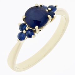1.08 CTW Round Madagascar Blue Sapphire Ring in 10KT Yellow Gold