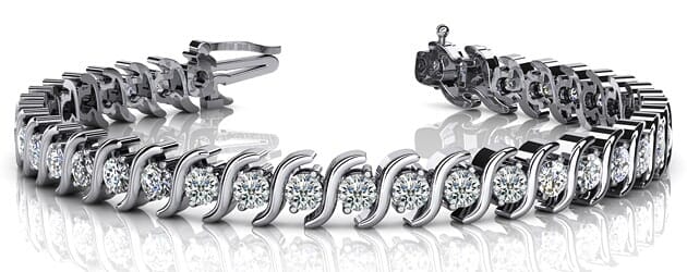 Wavy Hood Link Diamond Tennis Bracelet Ranging from 0.75 - 1.95 Carat