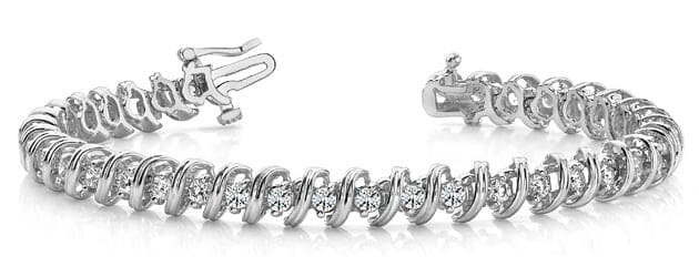 Faceted Spiral Link Diamond Tennis Bracelet Ranging from 1.04 - 3.96 Carat