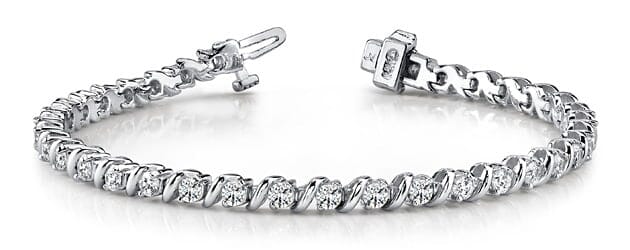 Wavy Hood Link Diamond Tennis Bracelet Ranging from 0.65 - 2.50 Carat