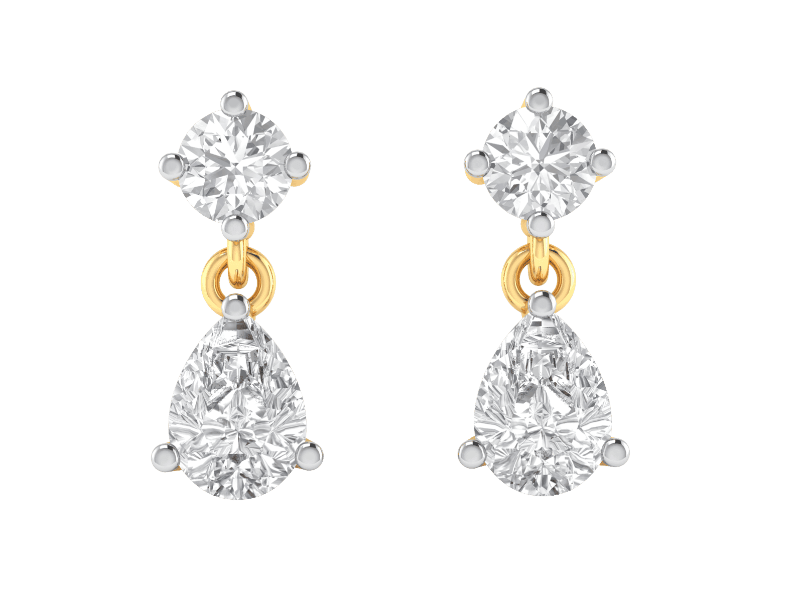 Stud Earring in 18K Gold and 2.00 carat diamonds