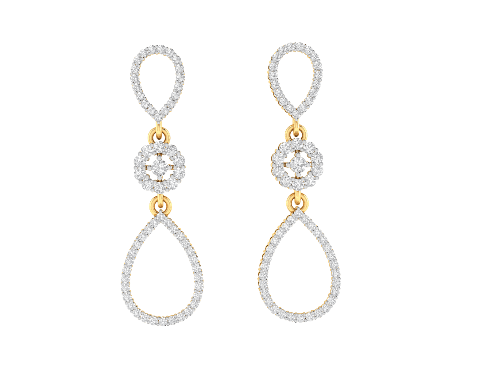 Dangling Earrings in 18K Gold and 0.96 carat diamonds