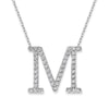 M - 18K Gold and 0.45 Carat F Color VS Clarity Initial Pendant 