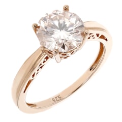 1.79 CTW Round Pink Moissanite Solitaire Ring in 925 Sterling Silver Plated with Pink Gold