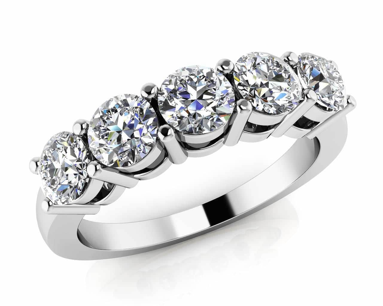 18KT Gold Five Stone Diamond Anniversary Ring