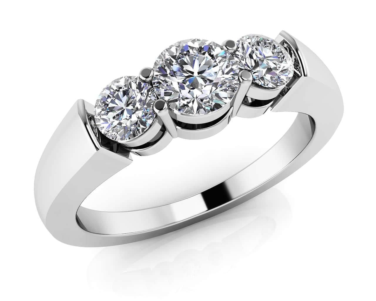 18KT Gold Three Stone Diamond Anniversary Ring