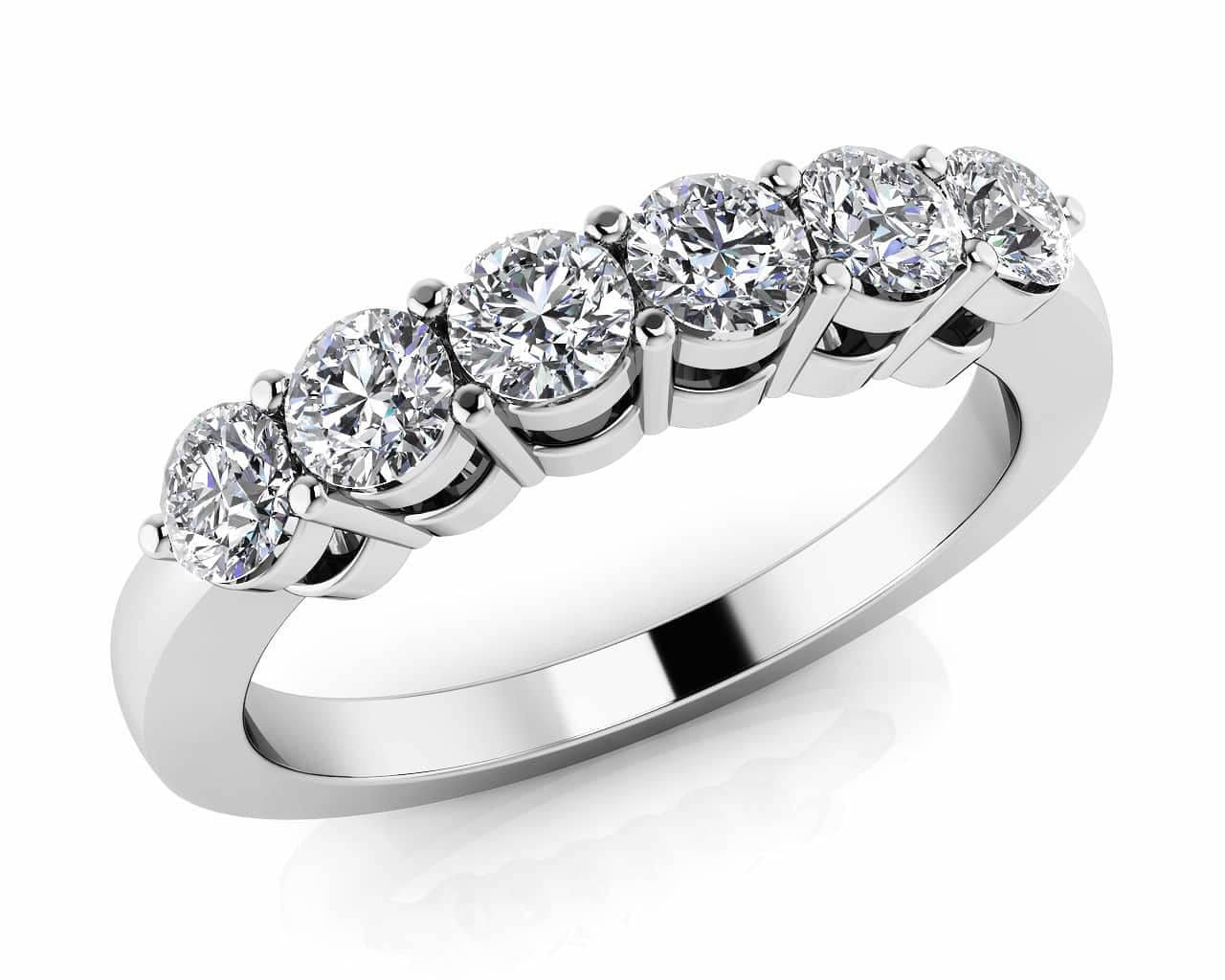 18KT Gold Six Stone Diamond Anniversary Ring