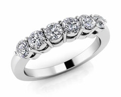 18KT Gold Six Stone Diamond Anniversary Ring