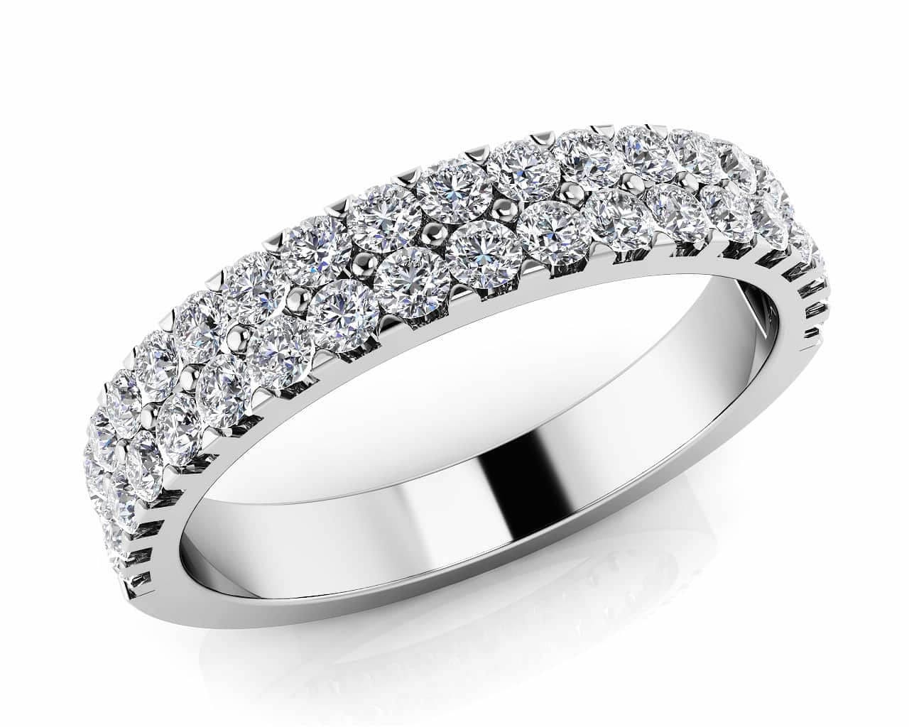 18KT Gold Double Rows Diamond Anniversary Ring