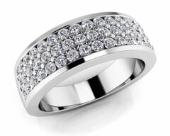 18KT Gold Triple Rows Diamond Anniversary Ring