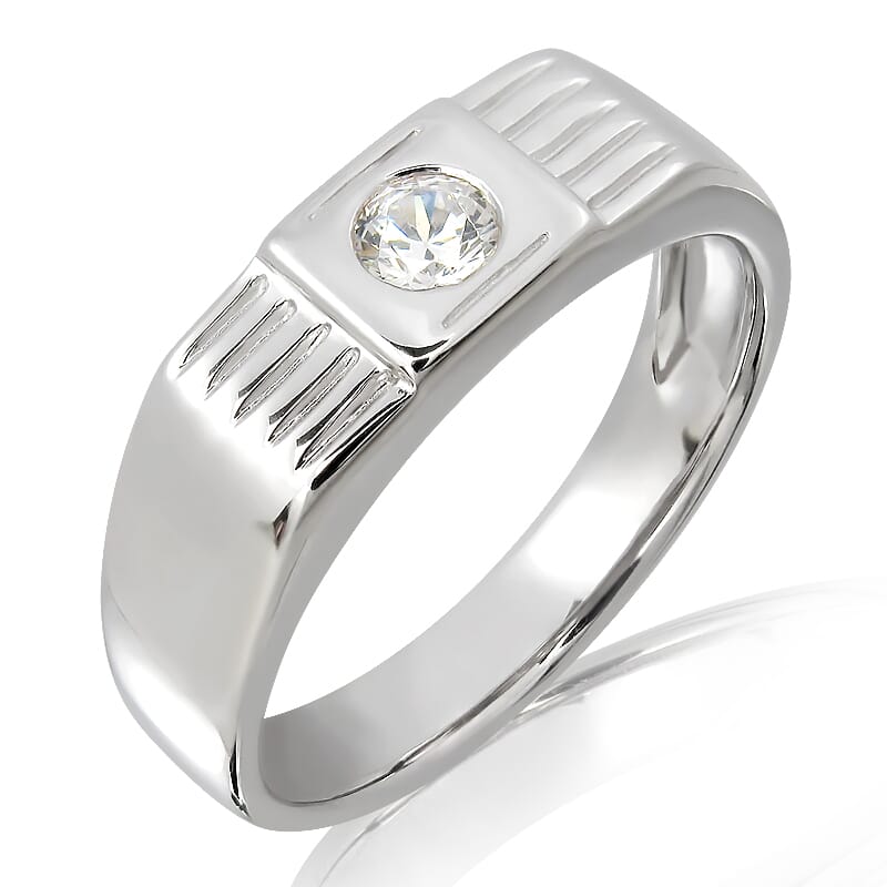 18K Gold and 0.15 Carat F Color VS Clarity Men's Diamond Band