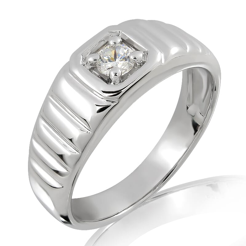 18K Gold and 0.15 Carat F Color VS Clarity Men's Diamond Band