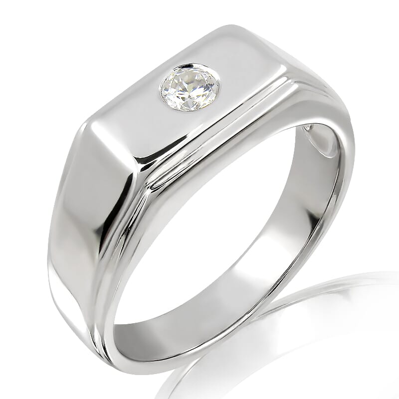 18K Gold and 0.10 Carat F Color VS Clarity Men's Diamond Band