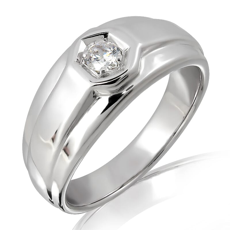 18K Gold and 0.20 Carat F Color VS Clarity Men's Diamond Band