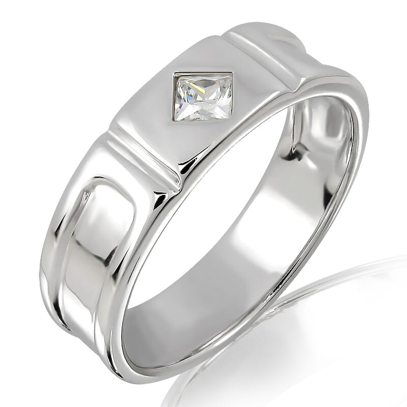 18K Gold and 0.15 Carat F Color VS Clarity Men's Diamond Band
