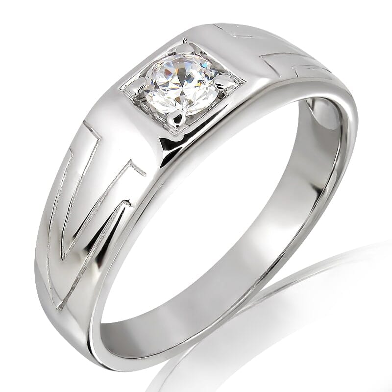 18K Gold and 0.20 Carat F Color VS Clarity Men's Diamond Band