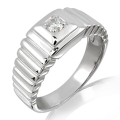 18K Gold and 0.15 Carat F Color VS Clarity Men's Diamond Band