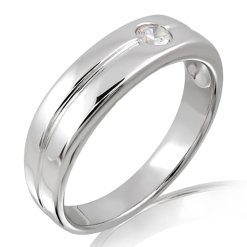 18K Gold and 0.10 Carat F Color VS Clarity Men's Diamond Band