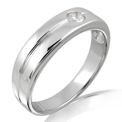 18K Gold and 0.10 Carat F Color VS Clarity Men's Diamond Band