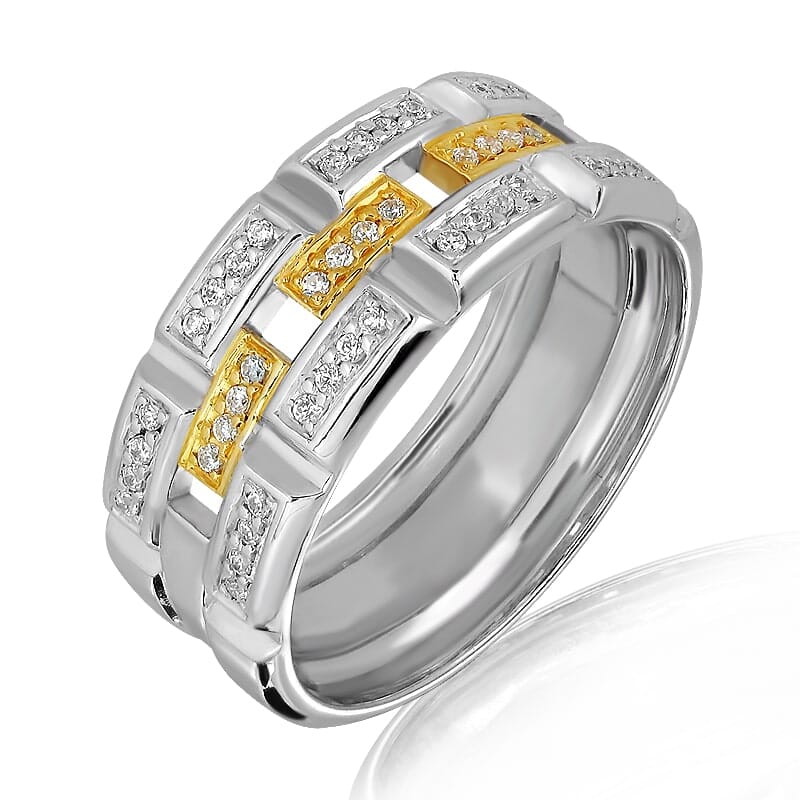 18K Gold and 0.35 Carat E Color and VS2 Clarity Diamond Designer Band