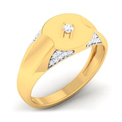 18K Gold and 0.19 Carat F Color VS Clarity Men's Diamond Ring